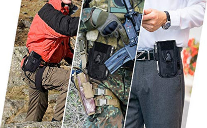 Tactical Cell Phone Holster Pouch Case, Molle Attachment Belt Holder for 4.7"-6.9" with US Flag Patch and Gear Clip for iPhone 18 Pro Max/17 Pro/16 Pro - color: Camo