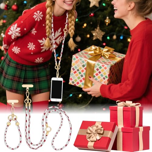 ABJFJE Crystal Phone Lanyard Crossbody & Wrist Strap Phone Strap Crossbody & Wrist Lanyard Anti Theft Phone Strap for Women - color: Red+white