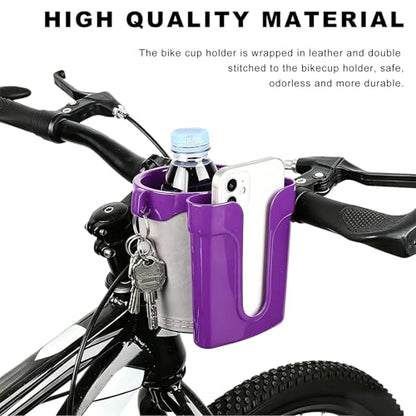 Bike Cup Holder, Bicycle Handlebar Water Bottle Holders with Cell Phone Keys Holder, Universal Drink Bottle Cage for Bike Motorcycle Scooter Stroller Walker Wheelchair (Purple & Gray) - color: Purple & Gray