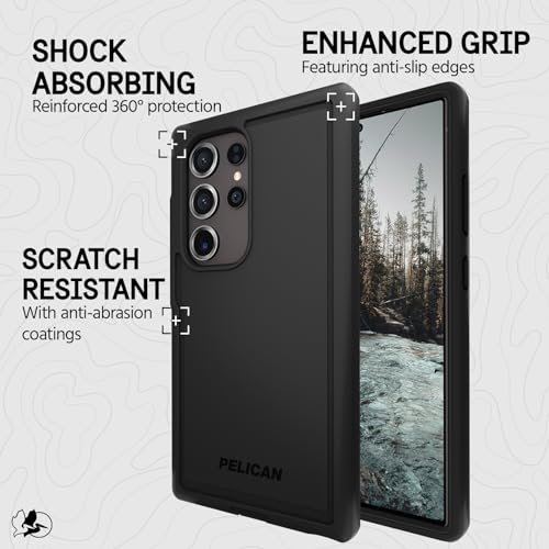 Pelican Voyager - Samsung Galaxy S24 Ultra Case [6.8”] [18ft MIL-STD Drop Protection] [Wireless Charging] Rugged Phone Case for Samsung Galaxy S24 Ultra w/Belt Clip Holster Stand -Anti Scratch - Black - color: Black