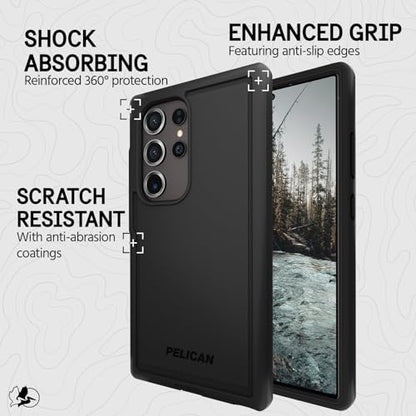 Pelican Voyager - Samsung Galaxy S24 Ultra Case [6.8”] [18ft MIL-STD Drop Protection] [Wireless Charging] Rugged Phone Case for Samsung Galaxy S24 Ultra w/Belt Clip Holster Stand -Anti Scratch - Black - color: Black