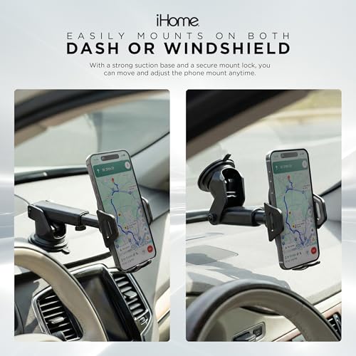 iHome Car Mount, Dashboard/Windshield/Vent Mount, Swivel Neck, Silicone Grip, Adjustable Mount Arm with Suction Cup Base (Extendable Car Mount) - style: Extendable Car Mount