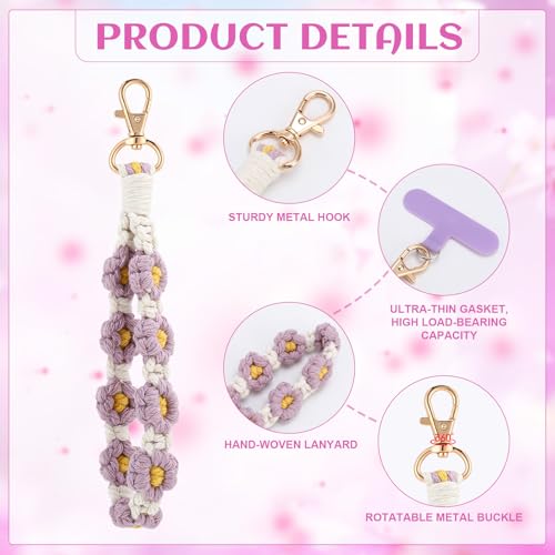 Jspupifip 2 PCS Boho Macrame Phone Wrist Strap, Purple/Green - color: Purple, Green