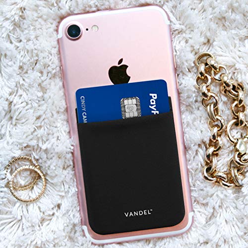 Vandel Stick-On Fabric Phone Wallet for Women, Cute Credit Card Holder | Stylish Credit Card Holder for Phone Case, Stick On Back of Phone Fabric Sleeve for iPhone Pocket - color: Midnight