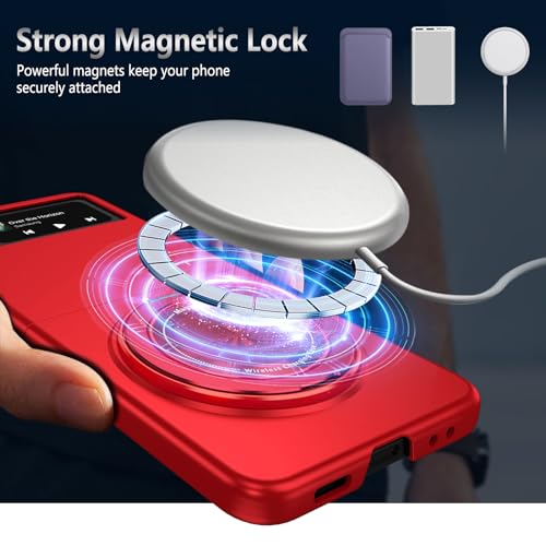 Magnetic Case for Samsung Galaxy Z Flip 4, [Compatible with MagSafe] Military Grade Shockproof Slim fit Samsung Z Flip 4 Phone Case with Magnetic Ring Kickstand, Red - color: Red, size: Samsung Galaxy Z Flip 4