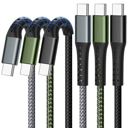 DFLASHS USB-C to USB-C 60W 3FT 3-Pack, Nylon Braided Fast Charging Cable - size: 3FT