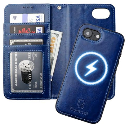 Bocasal for MagSafe Wallet Case Card Holder for iPhone 17e/16e, Blue - color: Blue for MagSafe