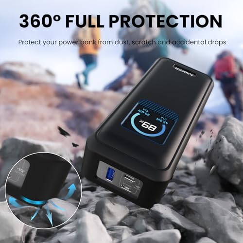 for Anker Prime Power Bank 26,250Mah 300W Case Cover | Soft Silicone Shockproof Protective Case for Anker 300W Prime Power Bank with Anti-Lost Strap, LCD Display Visible, Black - color: Black