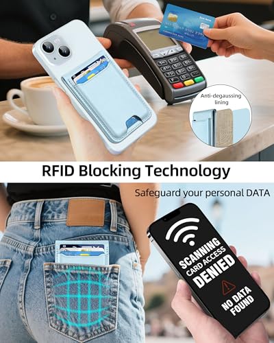 For Magsafe Wallet Stand, 6 Cards Holder, RFID Blocking | Strongest Magnetic Wallet for iPhone 17/16/15/14/13/12 Series, Magnetic Card Holder, ID Window, Vegan Leather, Sky Blue - color: Sky Blue