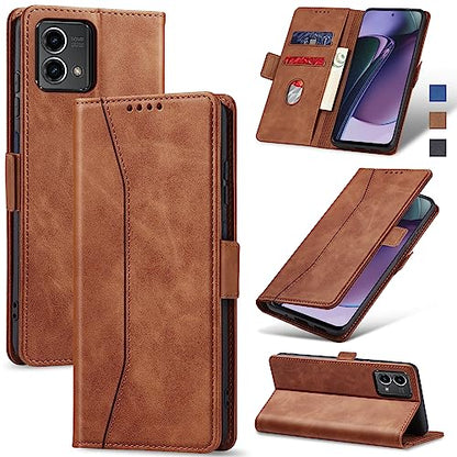 Jasonyu Flip Wallet Case for Moto G Stylus 5G (2023),Leather Magnetic Folio Cover with Card Holder,Kickstand - TPU Shockproof Durable Protective Phone Case,Brown | PU Leather Magnetic Folio Cover,with Card Holder,Kickstand,TPU Shockproof,Durable,Protectiv