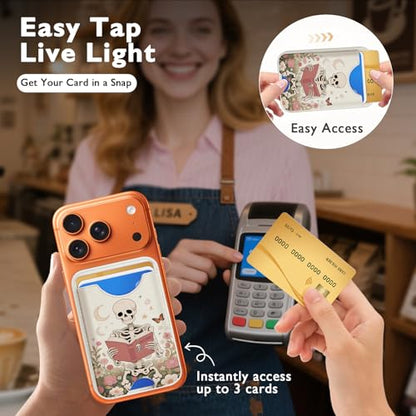 Compatible with Magsafe Wallet Magnetic Card Holder - Skeleton Phone Wallets for Women Teen Girls Cute for iPhone 17/16/15/14/13/12 Series Slim for Apple Mag RFID Magnet,Fit 3 Cards - color: Skeleton