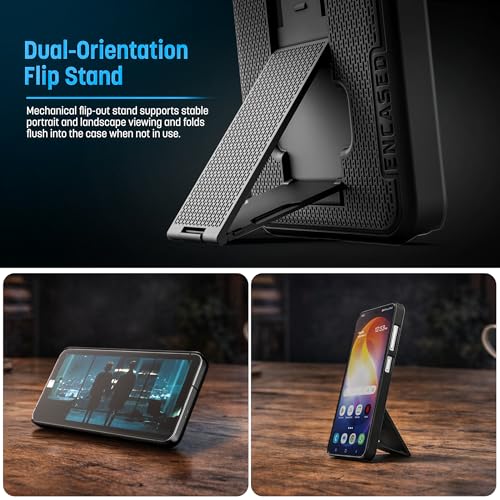 Encased DuraClip for Samsung Galaxy S26 Belt Clip Case with Phone Holster and Kickstand - size: S26