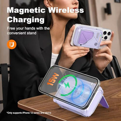 SEANCHEER P05 Portable Charger, Magnetic Power Bank, Small PowerBank Purple - color: Purple