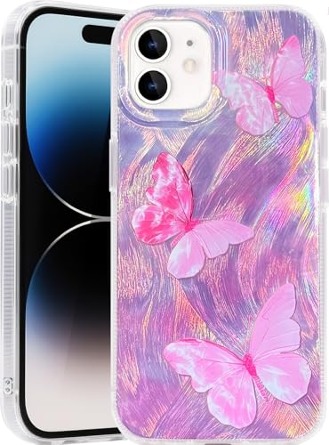 Compatible with iPhone 11 Case,with [Shockproof Protective][Camera Protection] Cute Butterfly Aesthetic Phone Cover Anti-Yellowing Soft Slim Cover for Women Girl-Pink - color: Pink Butterfly, size: iPhone 11