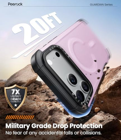 Heavy Duty for iPhone 17 Pro Max Case, [20FT Military Grade Drop Protection] Dual-Layer Shockproof Protective Phone Case, Fit for Magsafe, Rugged Tough Durable Cover, Guardian Series - Pink - color: Pink