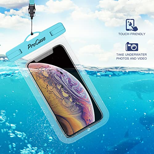 ProCase 2 Pack Waterproof Phone Pouch Case, 7" Universal Underwater Cellphone Dry Bag for iPhone 17 Air 16 15 14 13 Pro Plus Max 12 11, Galaxy S24 S23 S22 Ultra Pixel -Blue/Green - color: Blue/Green