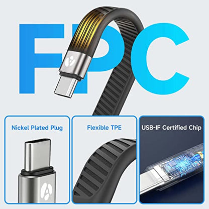 Short USB-C to USB-C USB4 Fast Charger Cable, 5 inch, 40 Gbps, 240W, Thunderbolt 3/4/5 Compatible, for iPhone 15 & 16, iPad, MacBook, Samsung Galaxy, Tablets, Laptops - style: USB-C to C (40G, 240W)