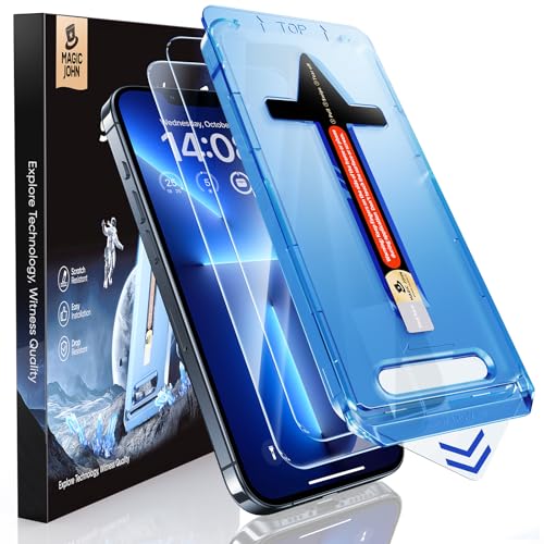 MAGIC JOHN 2 Pack for iPhone 13 Pro Max/iPhone 14 Plus 6.7 inch Tempered Glass Screen Protector, Auto Dust-Elimination Installation, Bubble Free, HD Clear, Easy Installation - size: iPhone 13 ProMax