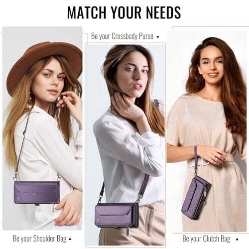 for Google Pixel 10a 6.3" Case, Women Men Multi-Function Wallet Case with Stand RFID Blocking Includes Shoulder Strap Wrist Strap Google Pixel 10a (Purple) - color: Purple