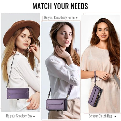 for Google Pixel 10a 6.3" Case, Women Men Multi-Function Wallet Case with Stand RFID Blocking Includes Shoulder Strap Wrist Strap Google Pixel 10a (Purple) - color: Purple
