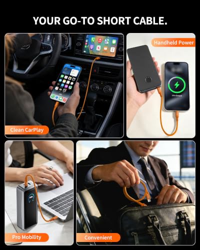 2-Pack 1ft 240W USB C to C Cable, CarPlay Auto Connection - color: Orange, size: 1 ft (12 in)