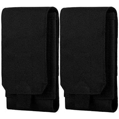 Weewooday 2 Pcs Molle Phone Pouches, 1000d Nylon Universal Tactical Cell Phone, EDC Pouch Holsters Army Holders for Men Belt, Black
