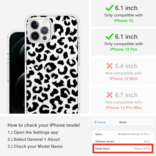 MOSNOVO Case for iPhone 12 & iPhone 12 Pro, [Buffertech 6.6ft Military-Grade Drop Protection] [Anti Peel Off Tech] Clear TPU Bumper Phone Case Cover Design - Black Leopard Print - color: Clear - Black Leopard Print, size: iPhone 12 / iPhone 12 Pro