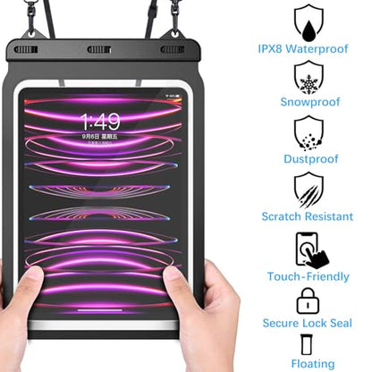 Universal iPad Waterproof Case Dry Bag Pouch for iPad Pro 12.9" 6th/5th/4th/3rd Gen iPad Pro 11" iPad 11th A16 iPad Air 6/5/4 10.9" Galaxy Tab S10+ S9+ S8+ Galaxy Tab S10/S9 FE+ - size: 12.9inch