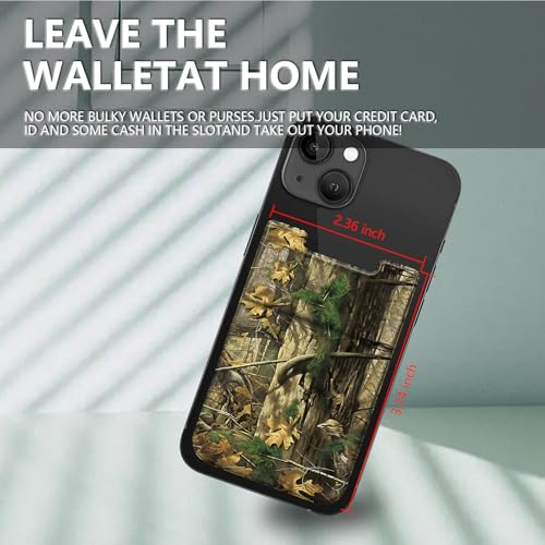 Rossy Cell Phone Wallet Adhesive Card Holder Stick on Wallet Pocket Lycra Credit Card ID Case With Camouflage Tree Stylish Pattern for Back of Phone for All Smartphones
