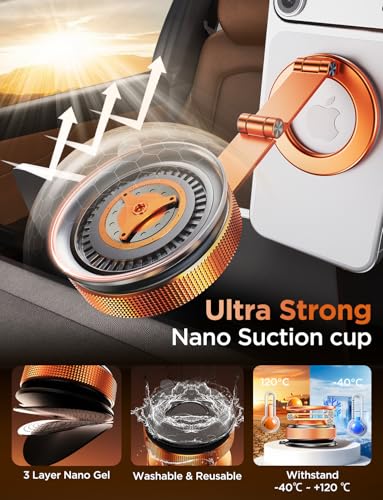 MSXTTLY Tesla Phone Mount for Magsafe, Vacumm Magnetic Car Phone Holder - color: Cosmic Orange
