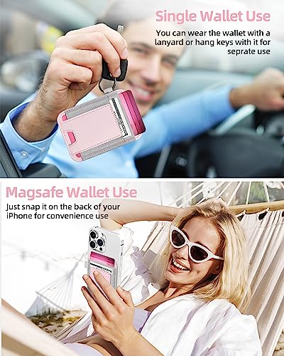 For Magsafe Wallet, 7 Card Holder, RFID Blocking, Strongest Magnet | Magnetic Wallet for iPhone 17/16/15/14/13/12 Series, for Magsafe Card Holder with 2 Card Slots, Vegan Leather, Pink - color: Pink