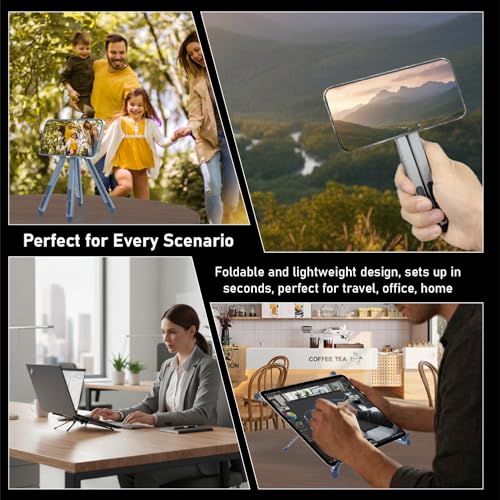 Foldable Laptop Stand, Adjustable w/Magnetic Phone Holder, Aluminum 10-16" - color: Silver Gray