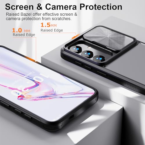 Designed for Samsung Galaxy S25 Ultra Case with Slide Camera Cover, Clear Slim Fit Shockproof Protective Camera Cover Protection Phone Case for S25 Ultra 5G 6.8 inch 2025(Clear Black) - color: Clear Black