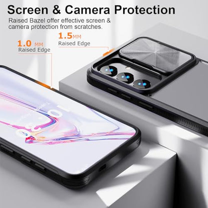 Designed for Samsung Galaxy S25 Ultra Case with Slide Camera Cover, Clear Slim Fit Shockproof Protective Camera Cover Protection Phone Case for S25 Ultra 5G 6.8 inch 2025(Clear Black) - color: Clear Black