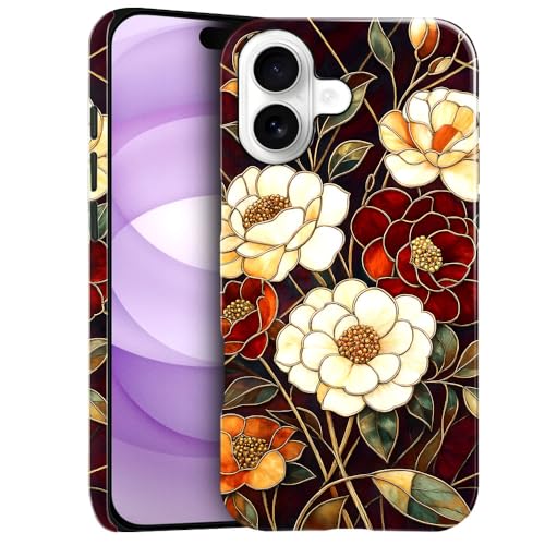Compatible with iPhone 17,Anti-Scratch Glossy Case Cover,Stained Glass Flower 04 - color: Stained Glass Flower 04, size: IPhone 17