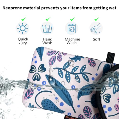 Neoprene Phone Sleeve Pouch Case Bag for Men Women w/Crossbody Strap/Neck Lanyard for iPhone 17/16/15/14 Pro Max, Samsung S25，Pixel 10 - color: Beige Leaf Print