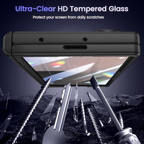 VEGO for Galaxy Z Fold 7 Case with Belt Clip Compatible with Magsafe,Black | Screen Protector & Hinge Protection Full-Body Shockproof Carbon Fiber Hard PC Protective Magnet Case for Samsung Z Fold 7 - color: Black