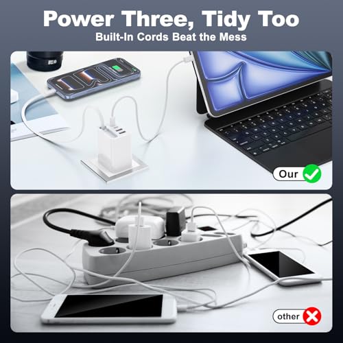 5-in-1 Retractable Wall Charger, 40W Retractable iPhone Charger Wall Plug - size: 1Pack