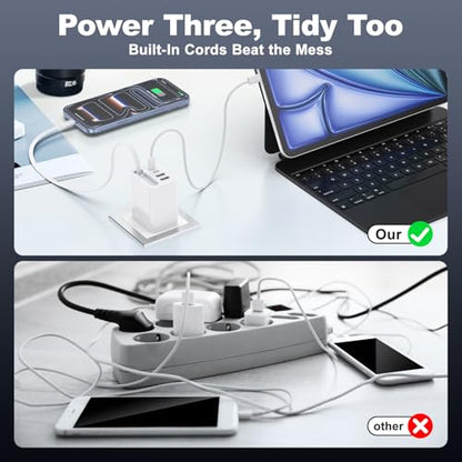 5-in-1 Retractable Wall Charger, 40W Retractable iPhone Charger Wall Plug - size: 1Pack