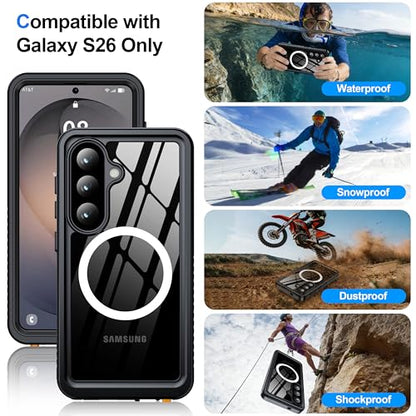 ANTSHARE for Samsung Galaxy S26 Case IP68 Waterproof, Black/Clear - color: Black/Clear, size: S26
