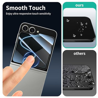 Privacy Screen & Camera Lens Protector for Samsung Galaxy Z Flip6, Double Shatterproof Anti-Spy Tempered Glass, Private Black Protection, 9H Hardness Anti-Scratch Case-Friendly, 3 Pack Each - color: Flip6 Black