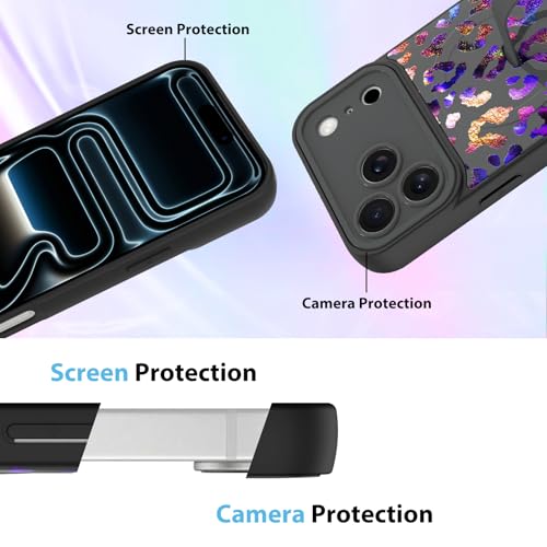 KANGHAR Compatible with iPhone 17 Pro Case Leopard Cheetah Pattern -Black - color: Black-Leopard(Iridescent), size: iPhone 17 Pro