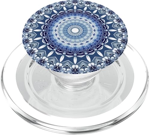 Cell Phone Pop Out Button Holder Mandala Floral Sky Blue PopSockets PopGrip: Swappable Grip for Phones & Tablets PopSockets PopGrip for MagSafe - style: Magnetic PopGrip