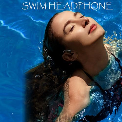 IHAO Swimming Headphones True Bone Conduction Open Ear Headset MP3 Player Built-in 32G Memory IP68 Underwater Waterproof Stereo Bluetooth Earphone for Driving Bicycling Running Skiing-White - color: Swim Headphone White