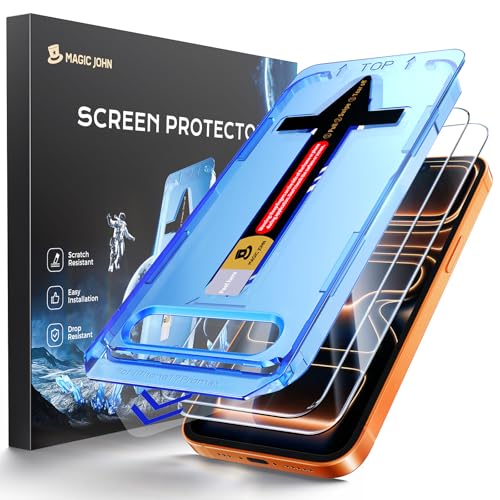 MAGIC JOHN for iPhone 17 Pro Max Screen Protector Tempered Glass 6.9 inch | 2Pack, Auto Dust-Elimination, Easy Installation, Bubble Free, HD Clear - size: iPhone 17 Pro Max 6.9inch