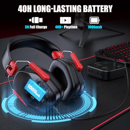 Wireless Gaming Headset for Ps5 Ps4 PC Switch Wireless Gaming Headphones 2.4GHz USB & Type-C & Bluetooth 5.3, 40H+ & 7.1 Surround Sound with Detachable Noise Cancelling Microphone