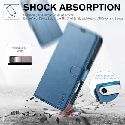 TUCCH Wallet Case for iPhone Air (6.5") 2025, Flip Stand, Light Blue | RFID Blocking, 4 Card Holders, Kickstand, PU Leather, Shockproof TPU Shell, Magnetic Closure, Protective Folio Cover - color: Light Blue