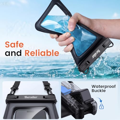 2 Pack Floating Waterproof Phone Pouch, Up to 8.5", Double Space | IPX8, Touchscreen, Waterproof Phone Case Dry Bags for iPhone 17 16 15 Pro Max, Beach Cruise Essentials 2026 - color: Black+Green