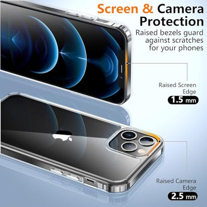 Crystal Clear for iPhone 12/12Pro Case,[Anti- Yellowing][Upgraded Military Shockproof Protection] Slim Thin Protective Bumper Phone Case 6.1 inch – Clear