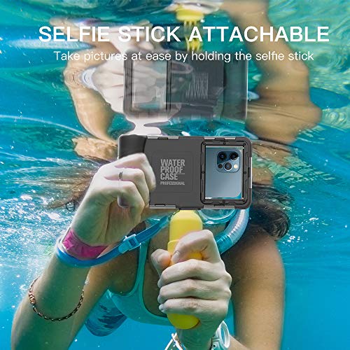 Waterproof Underwater Snorkeling Diving Phone Case for iPhone 16/15/14/13/12/11 Pro Max Mini and Galaxy S25/S24/S23/S22/S21 Ultra Plus Professional [15m/50ft] Photo Video Cover (SG Black)